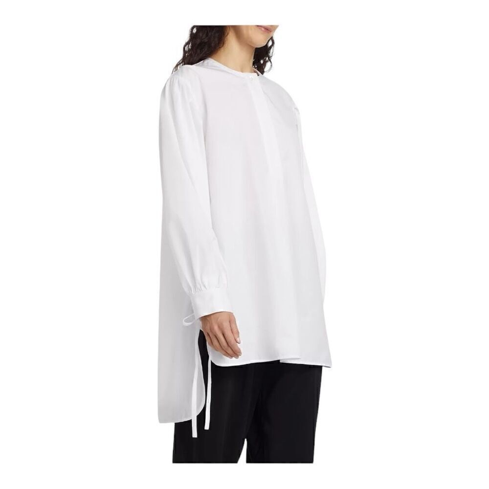 $695 Co White Poplin Tie-Cuff 100% Cotton Tunic Size Small